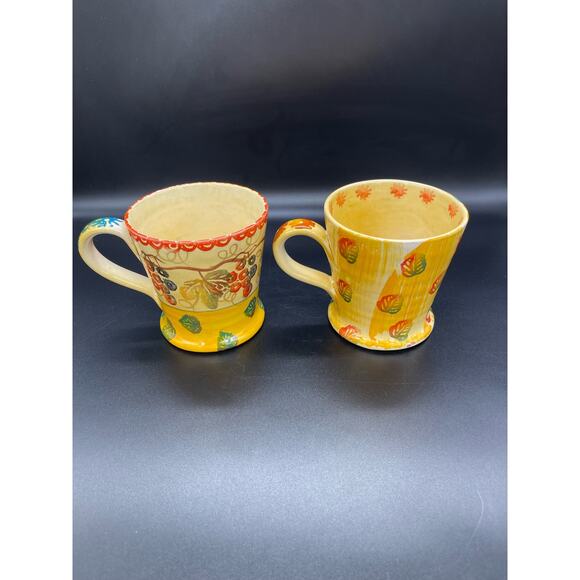 Vintage Italica ARS Pottery Set of 2 Mugs Hand Painted Italy Chip *See photo - Picture 2 of 7